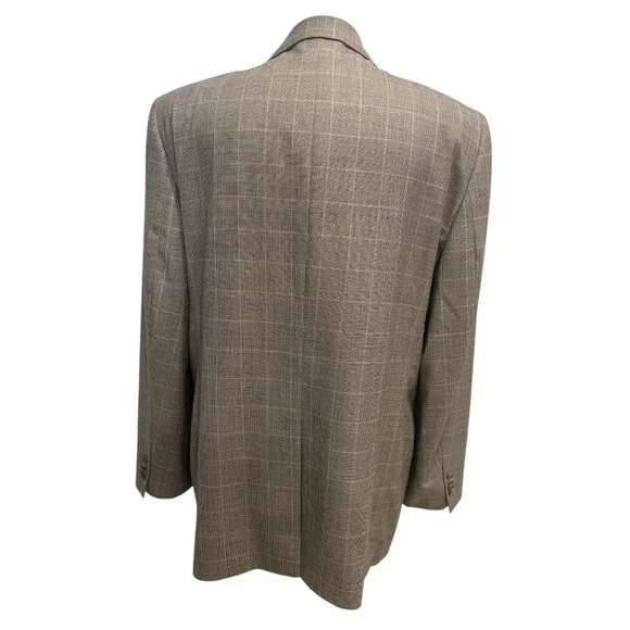 Cremieux Collection 46L Wool Blazer Loro Piana Fabric Windowpane Plaid Canada